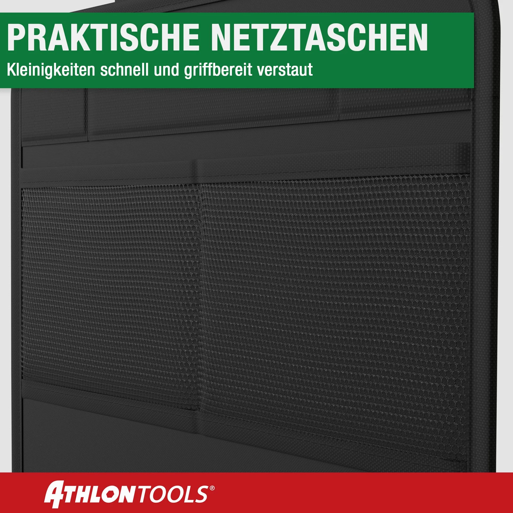 ATHLON TOOLS Mata ochronna na oparcie z powłoką, wzmocniona – z kieszeniami z siatki – odporna na zabrudzenia, łatwa w utrzymaniu i odporna na działanie wody, Czarny - 1 szt.