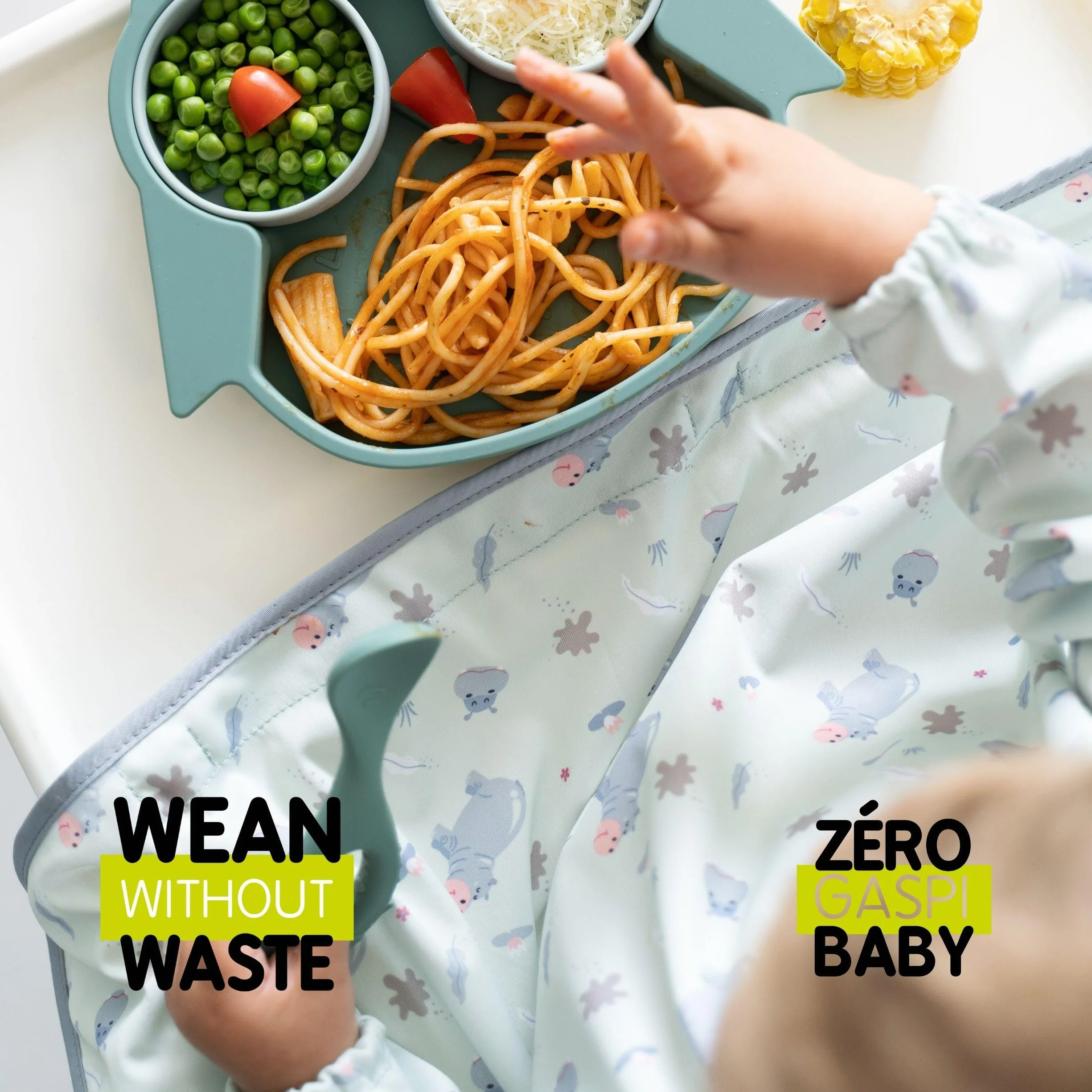 Tidy Tot Weaning Bib długie rękawy wodoodporny kombinezon śliniak pokrowiec i łapacz