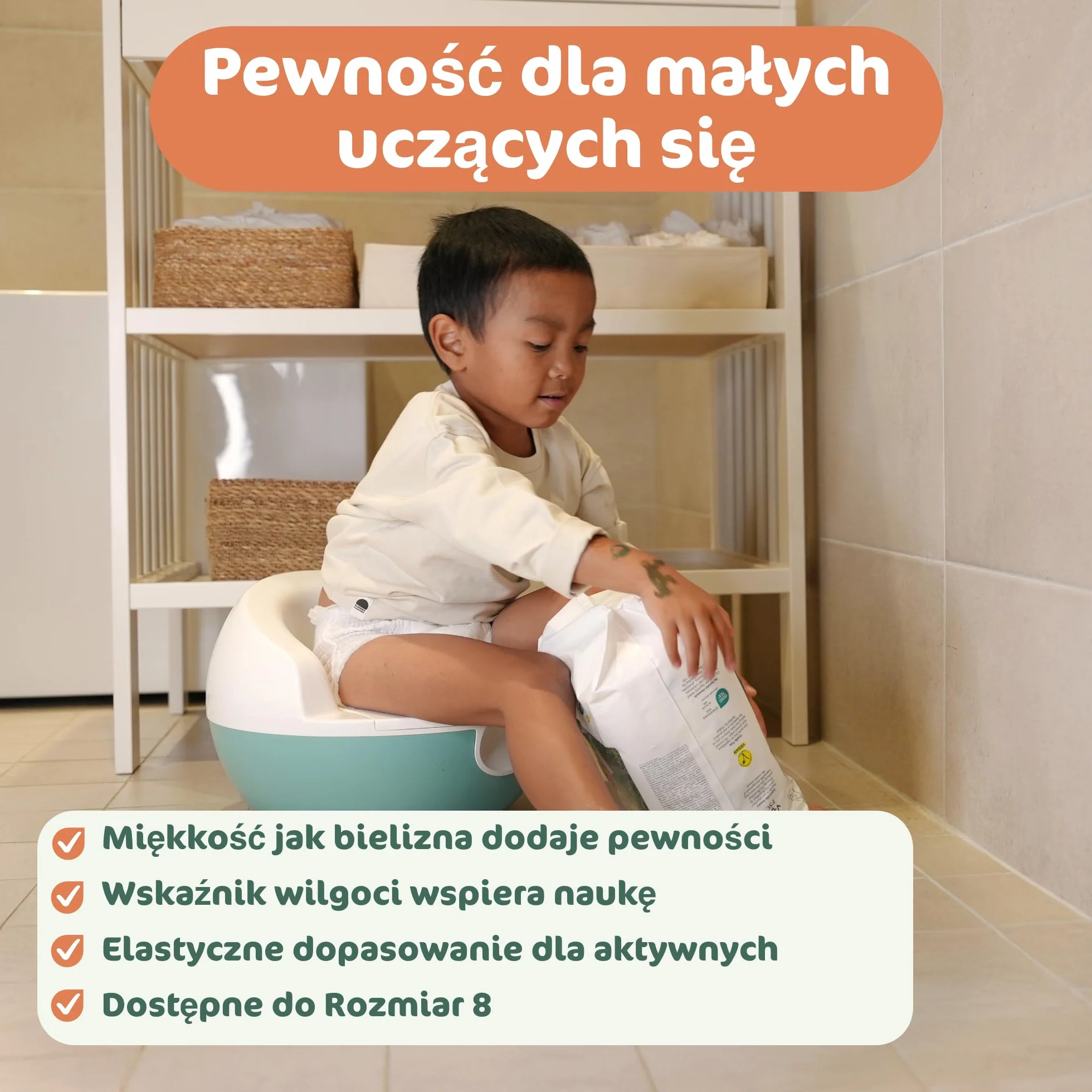 Naty FreeMovers Pieluchomajtki | Dla Wrażliwej Skóry | Miękkie, Bezzapachowe, do Nocnikowania | Chłonne i Przeciekoodporne | Niemowlęta i Dzieci | Rozmiar 4 (8–15 kg), 108 szt.