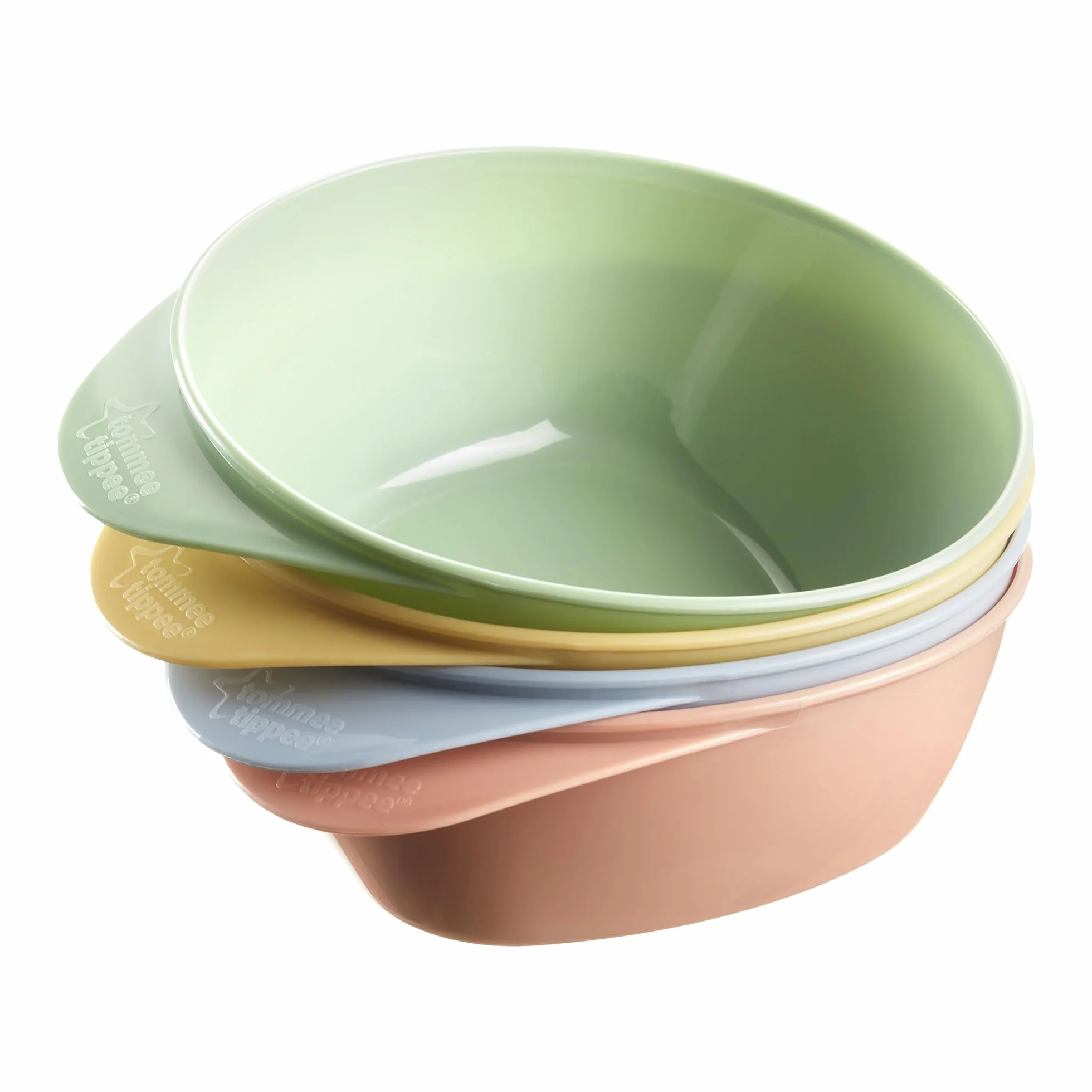 Tommee Tippee Easi Scoop Baby Feeding Bowls Pack of 4 Stackable with Triangular Base Ergonomic Handle