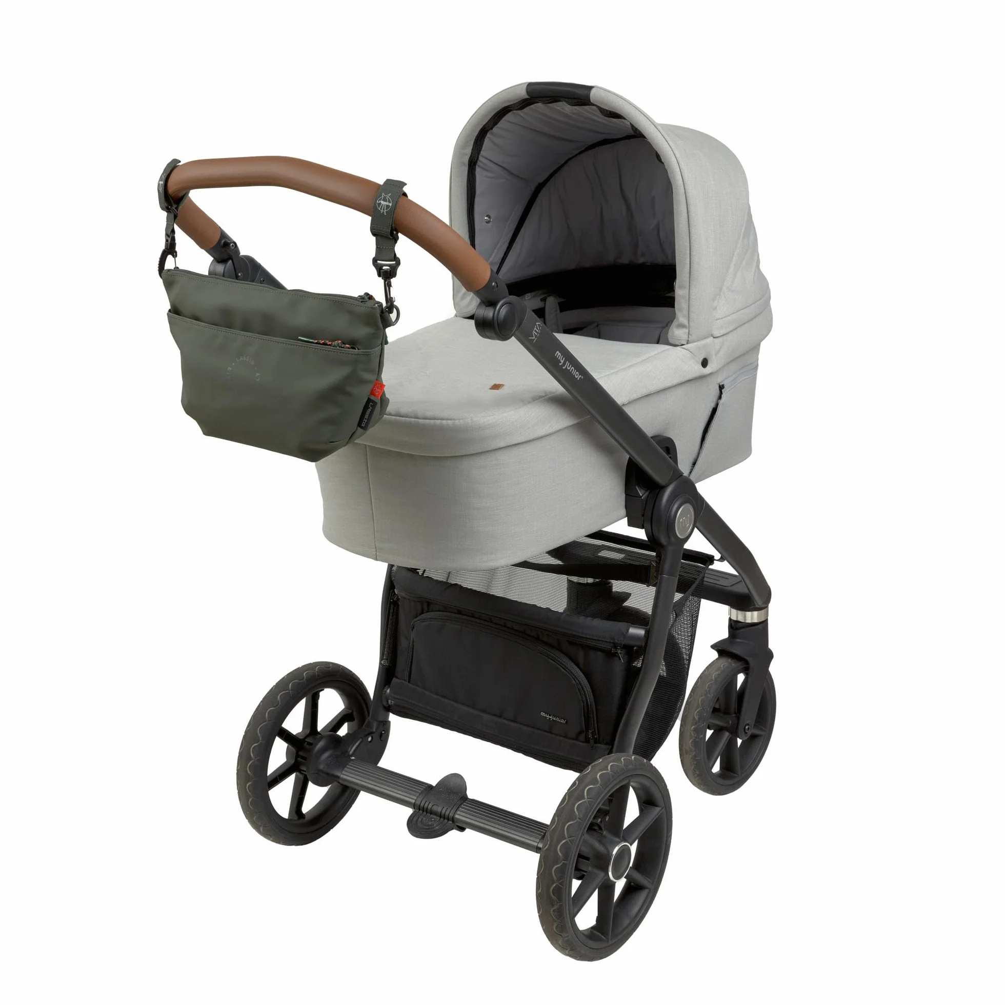 LÄSSIG Organizer do wózka dziecięcego, torba na ramię, torba do wózka dziecięcego, w zestawie z mocowaniem do wózka dziecięcego/buggy Bum Bag dark olive