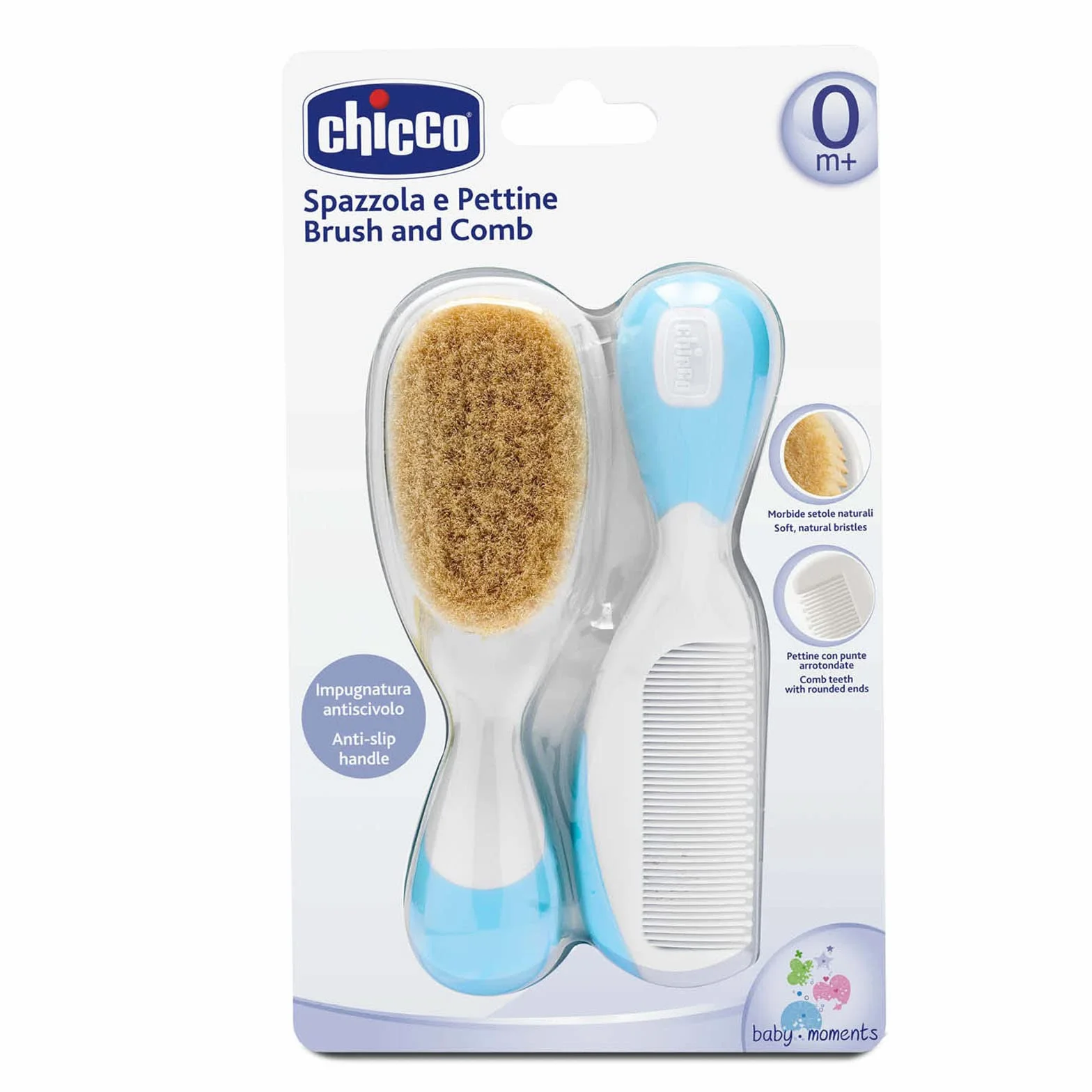 Chicco Zestaw z grzebieniem i szczotką, niebieski, 400 g