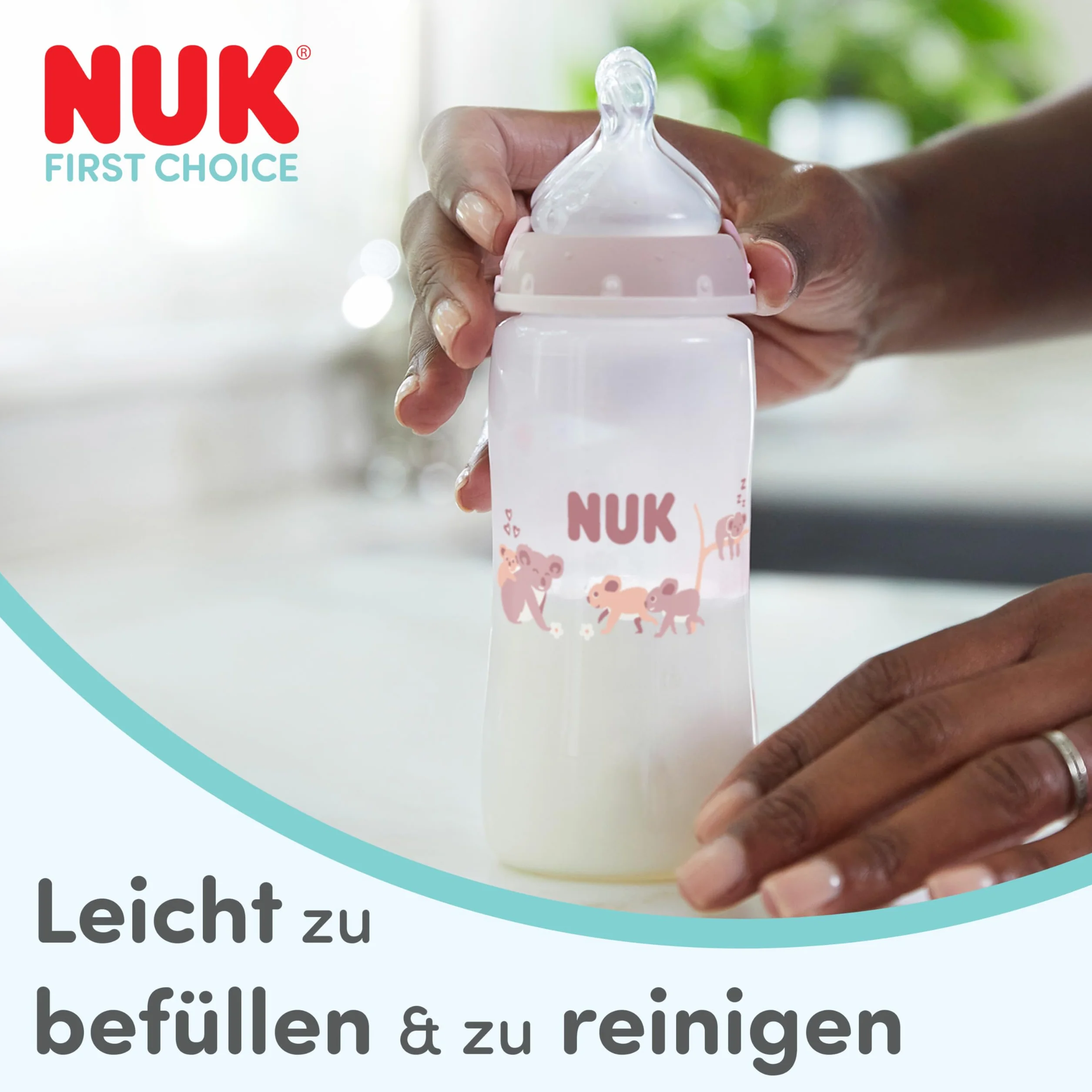 NUK First Choice Butelka dla niemowląt | 3+ miesiące | 300 ml | Butelka przeciwkolkowa | PP | Wskaźnik kontroli temperatury | Wieloryb | 1 sztuka