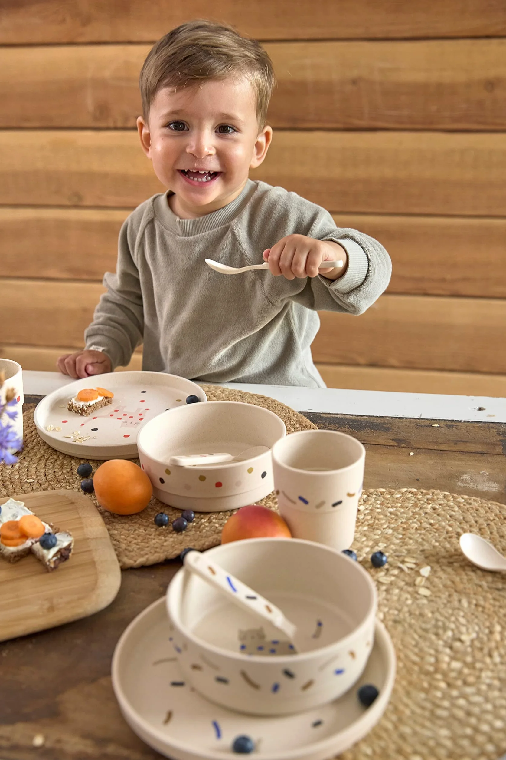 LÄSSIG Miska dla dzieci, naczynia dla dzieci, bez melaminy, nie zawierają BPA, nadają się do mycia w zmywarce i kuchenki mikrofalowej, Little Mateys royal blue