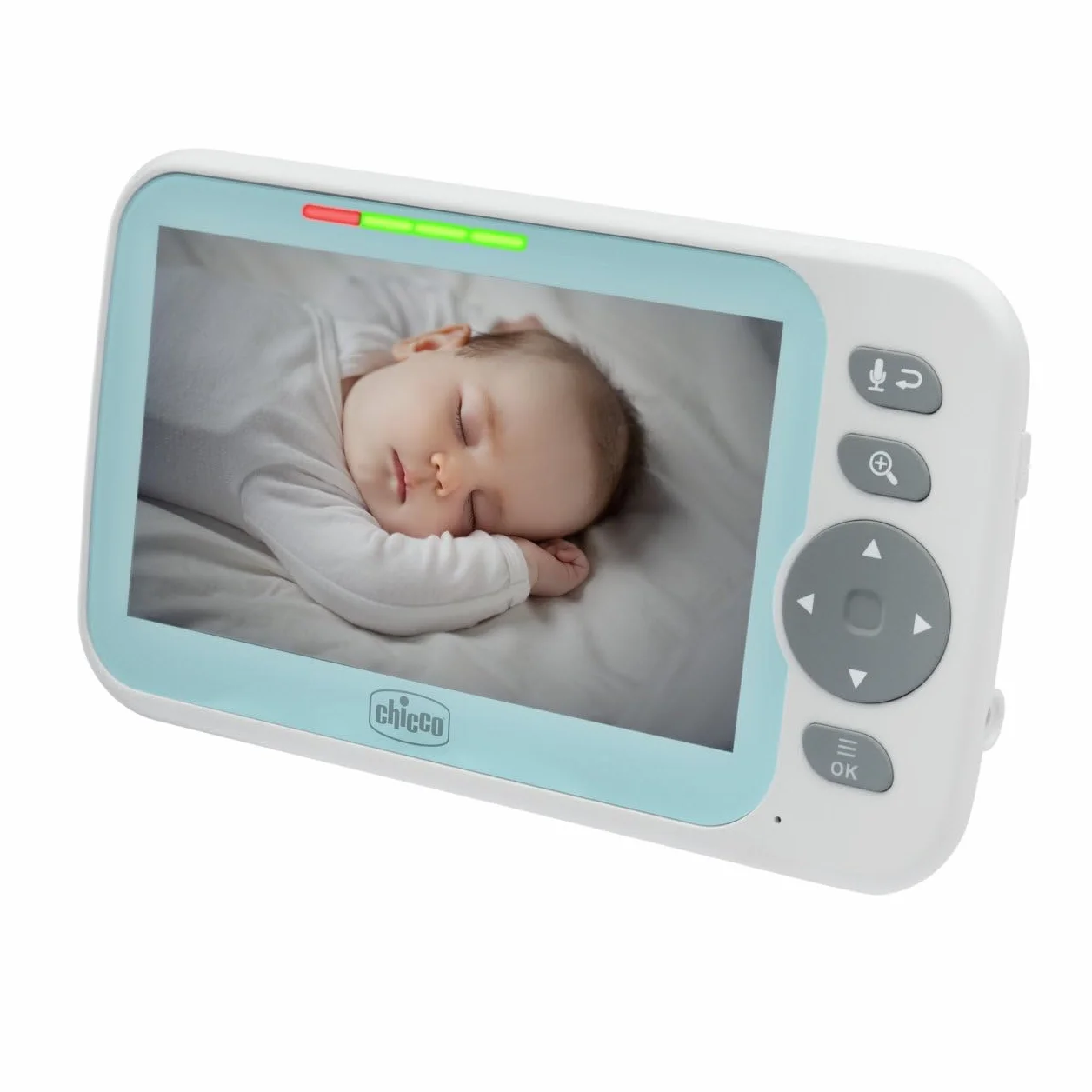 Wideo Babyphone Evolution, zmotoryzowana obrotowa kamera dla niemowląt i dzieci z kolorowym ekranem 5, zasięg 220 m, noktowizor, termometr, białe melodie dźwięku, mikrofon i głośnik