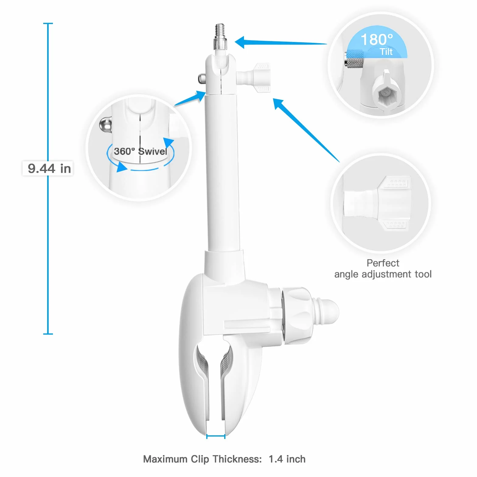 HOLACA Krótka niania niania z klipsem do Philips Avent Video niania z kamerą model SCD923/26, SCD921/26, SCD643/26, SCD973/26, krótki uchwyt na klips