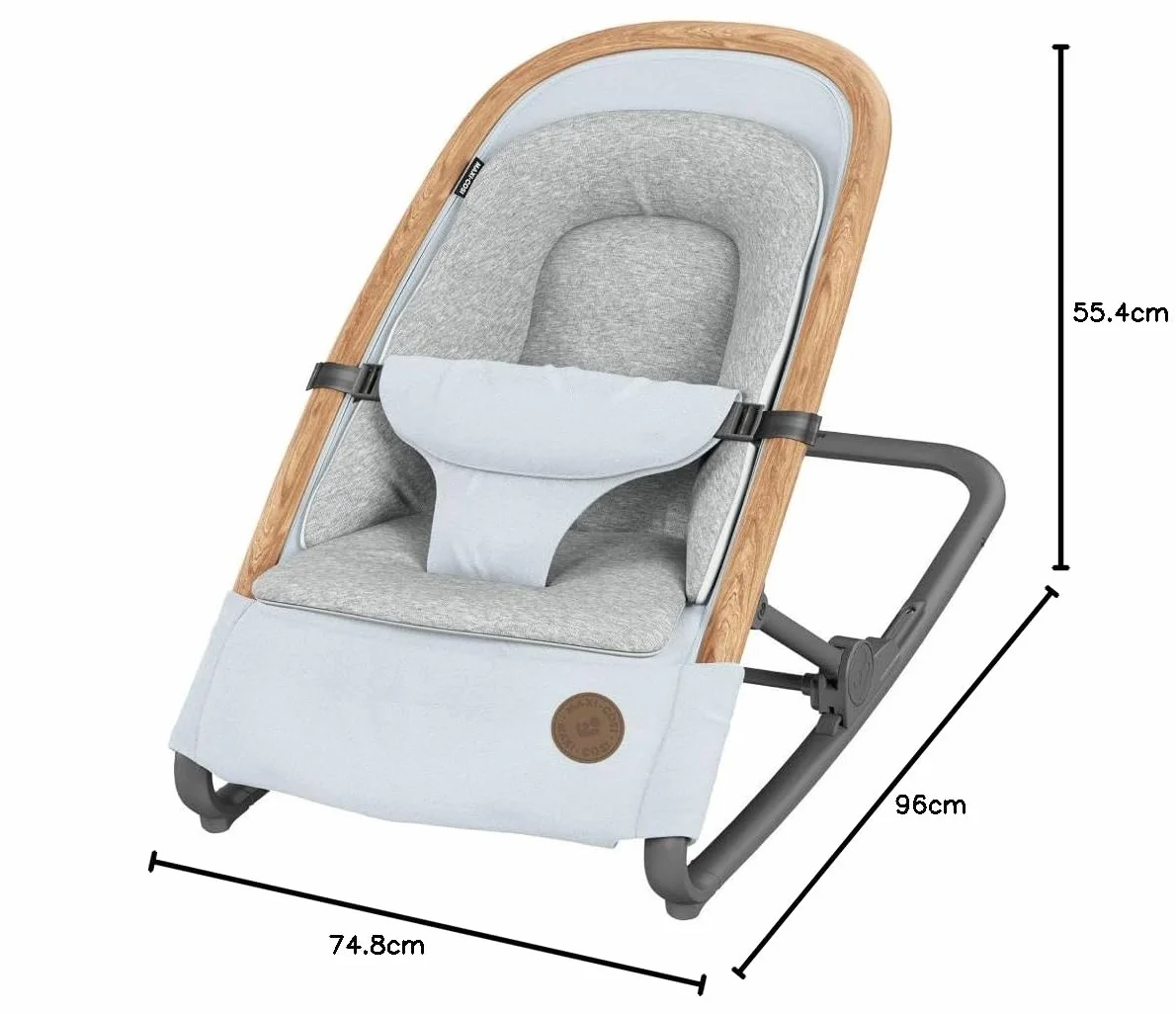Maxi-Cosi Leżaczek Kori 2 w 1, lekki bujaczek z przytulną wkładką dla niemowląt, 0–9 kg, Essential Grey
