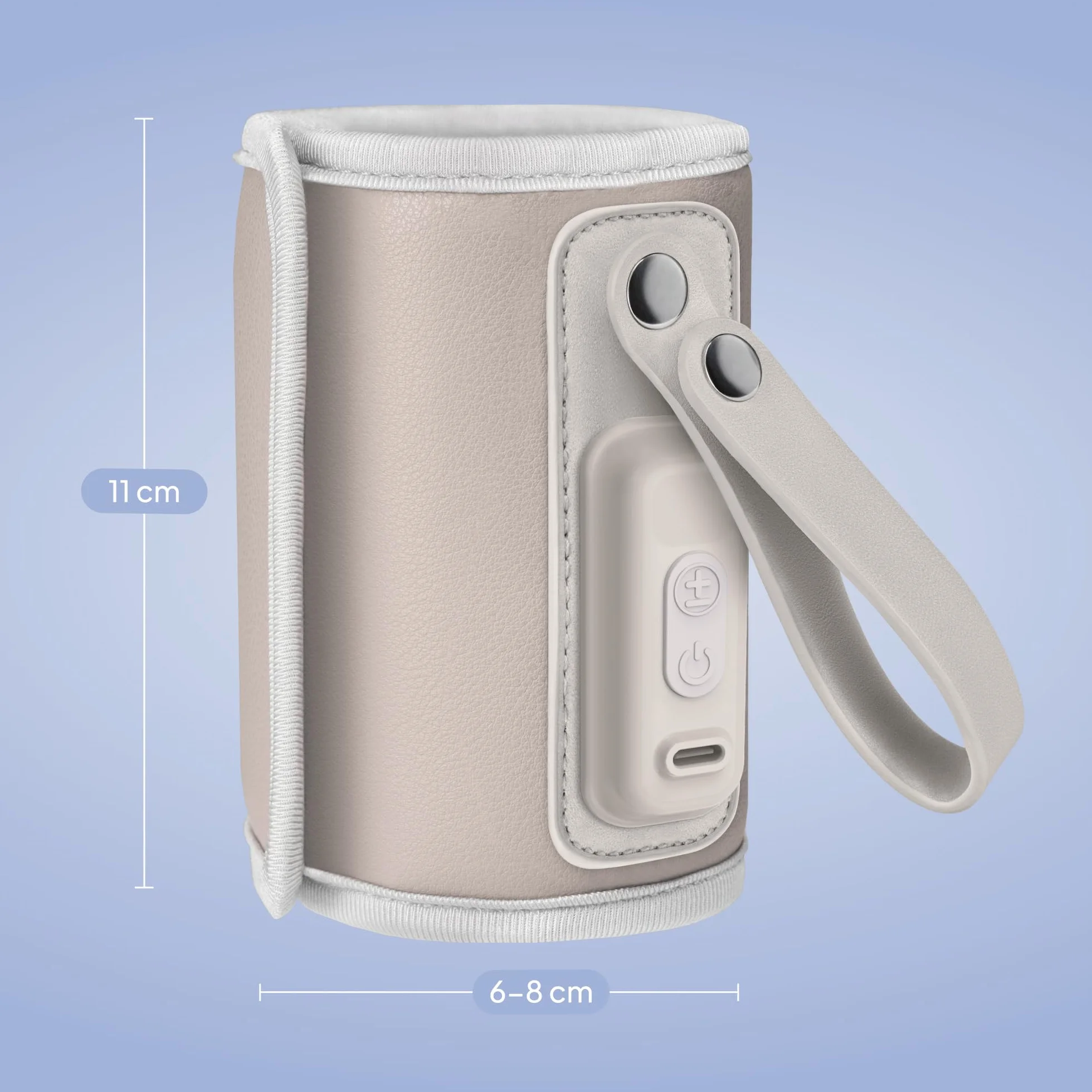 LIONELO Thermup Go przenośny podgrzewacz do butelek dla niemowląt, USB-C, podgrzewacz do butelek w podróży i w samochodzie, funkcja utrzymania ciepła 24 h, 5 poziomów temperatury 38-50°C, wyświetlacz