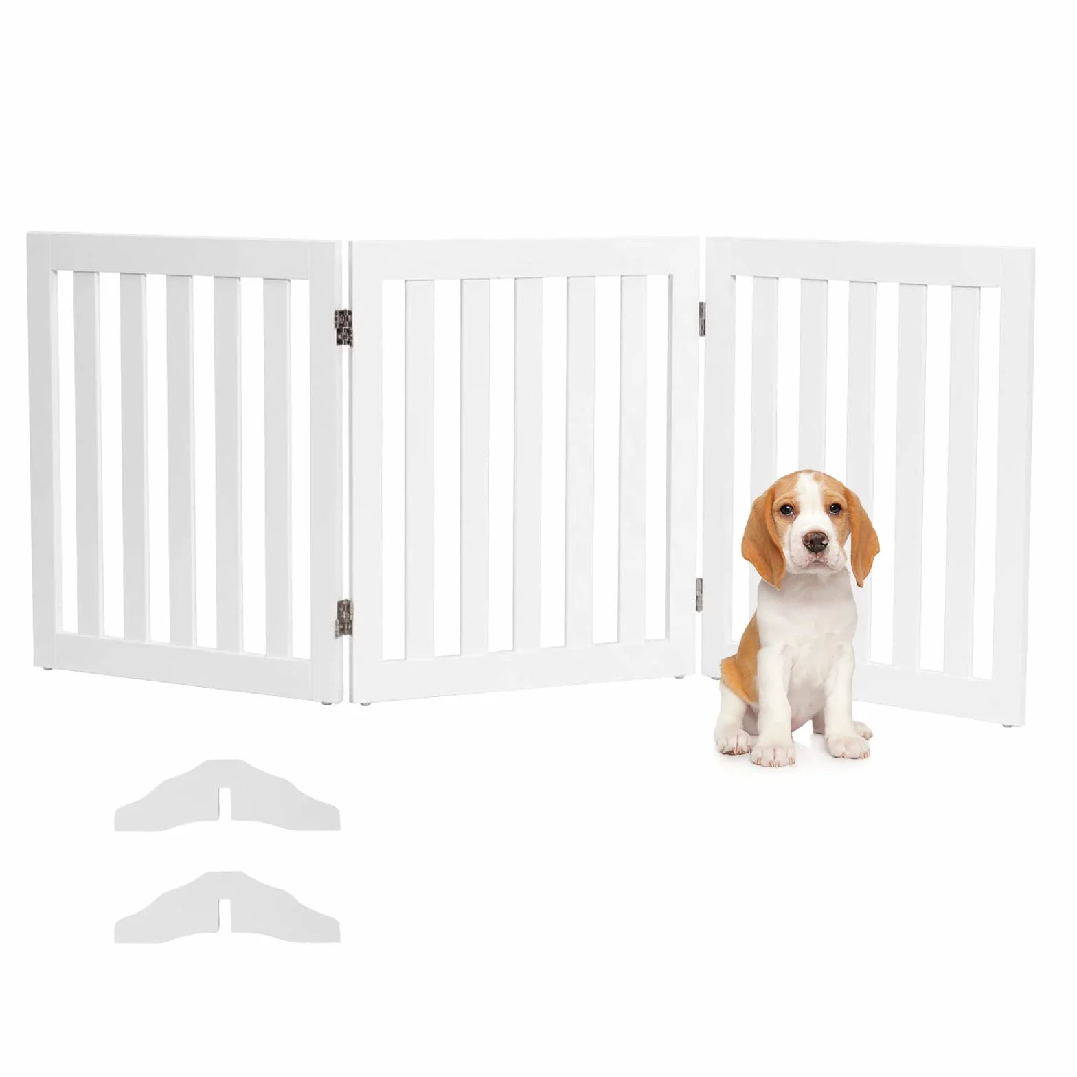 COSTWAY Barierka ochronna dla psów, wysokość 60 cm, kratka ochronna dla dzieci, składana, elastyczna kratka ochronna na drzwi (3 panele, biała)