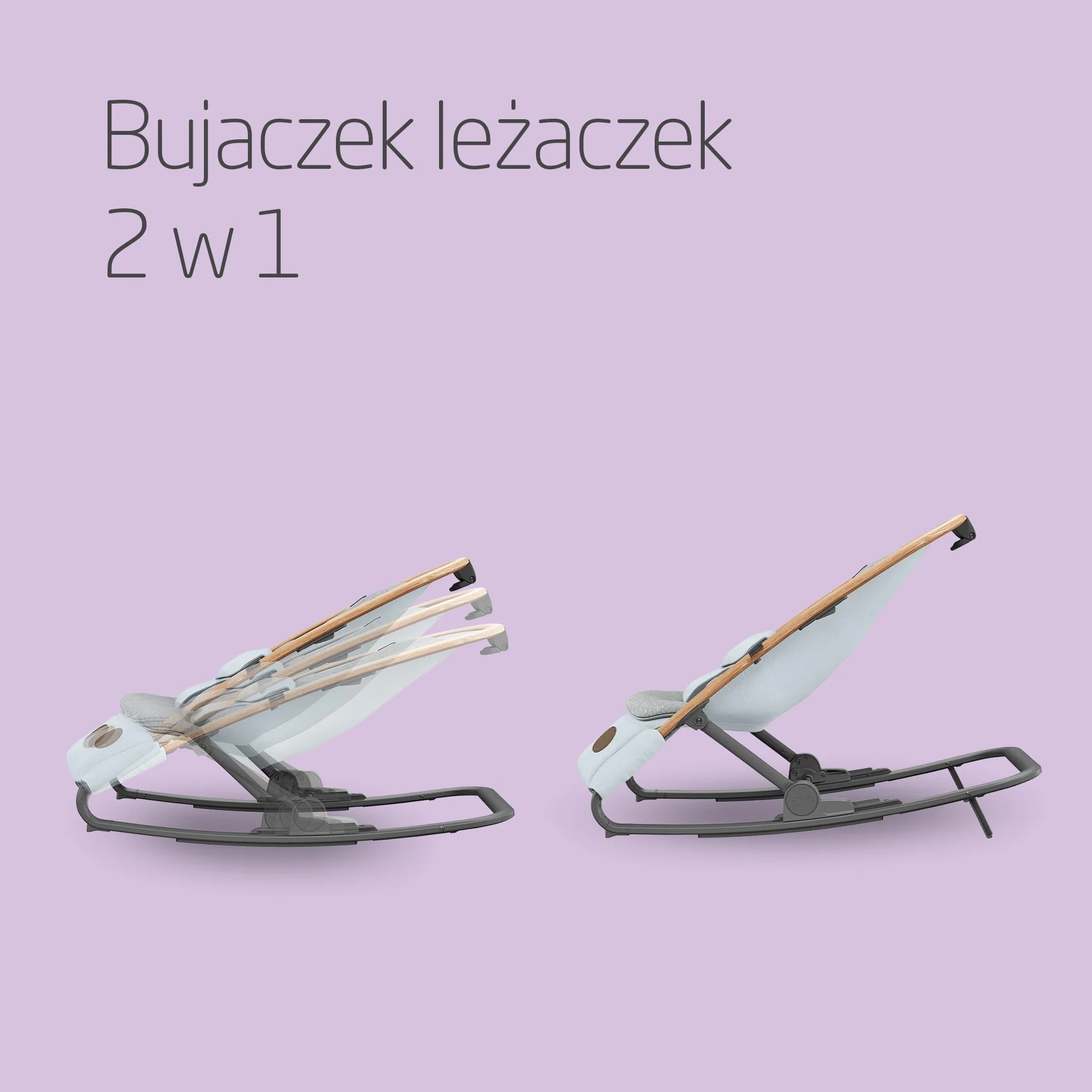Maxi-Cosi Leżaczek Kori 2 w 1, lekki bujaczek z przytulną wkładką dla niemowląt, 0–9 kg, Essential Grey