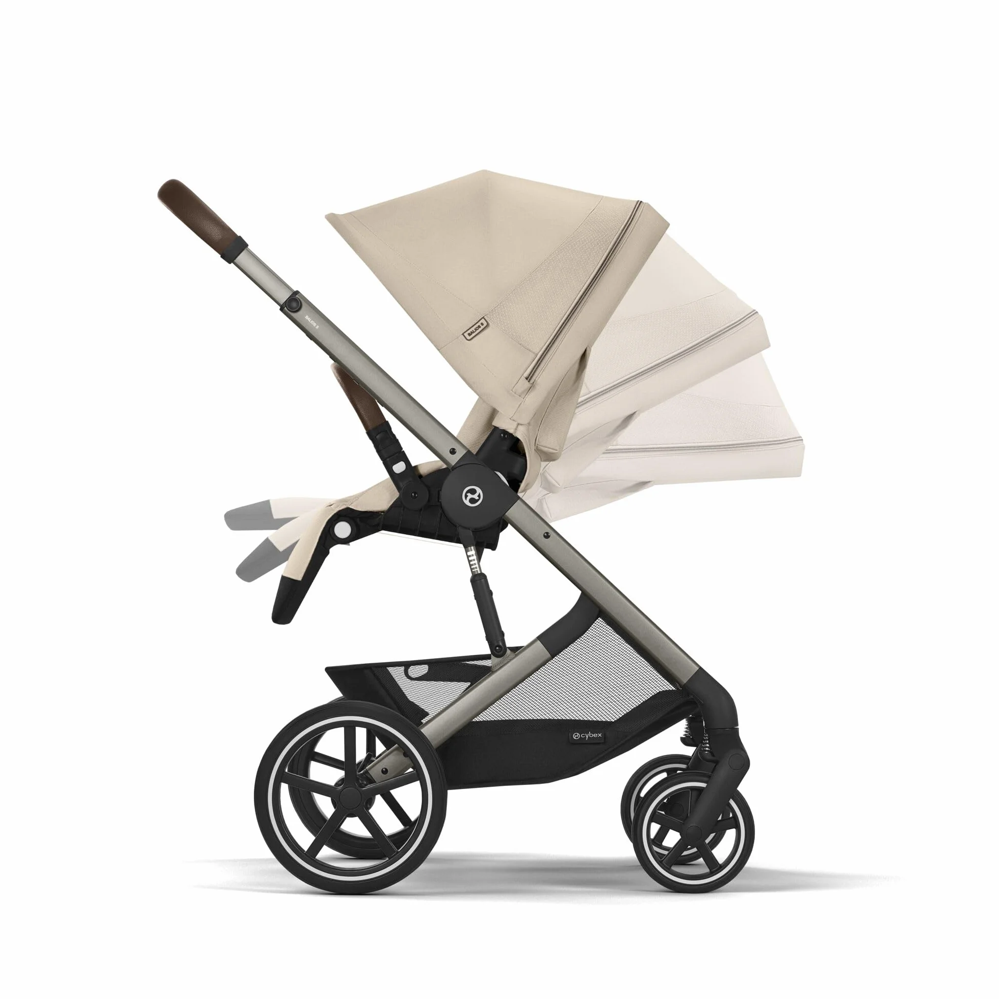 CYBEX Gold Wózek Dziecięcy Balios S Lux, Ergonomiczna Pozycja Leżenia, System Pasów Obsługiwany Jedną Ręką, Od Urodzenia Do 22 Kg (Ok. 4 Lata), Almond Beige