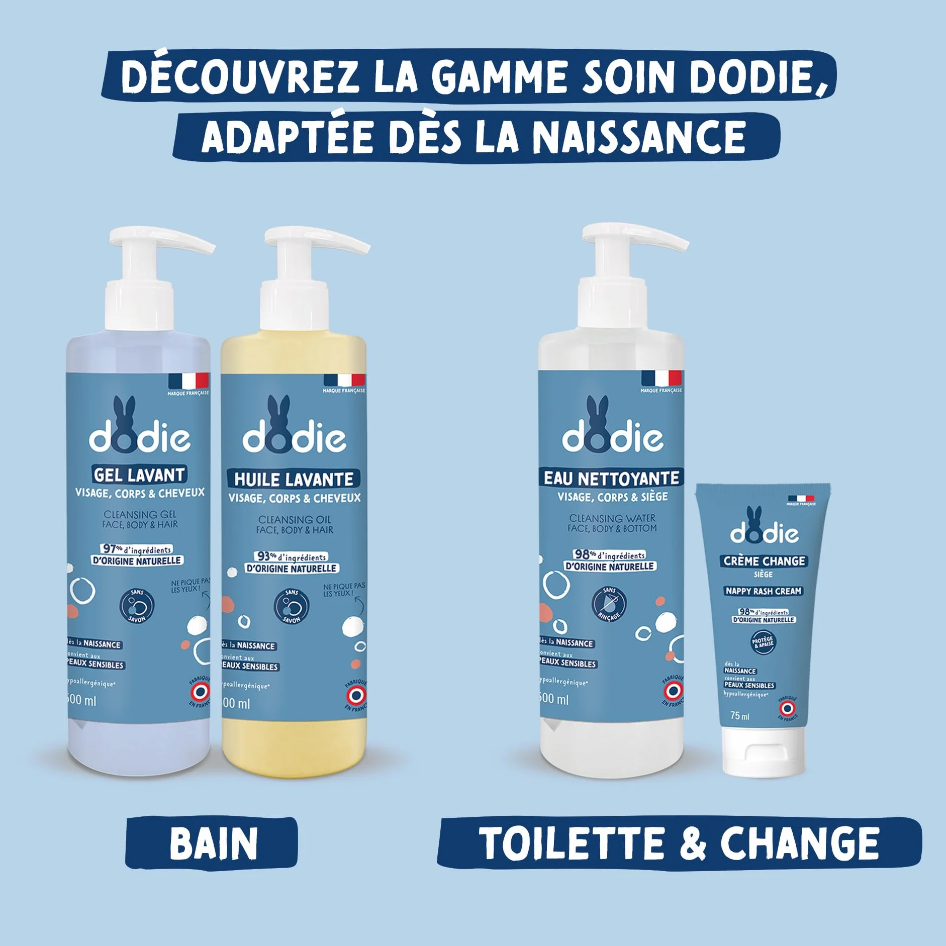 Dodie - 3-pak wody do czyszczenia, 500 ml