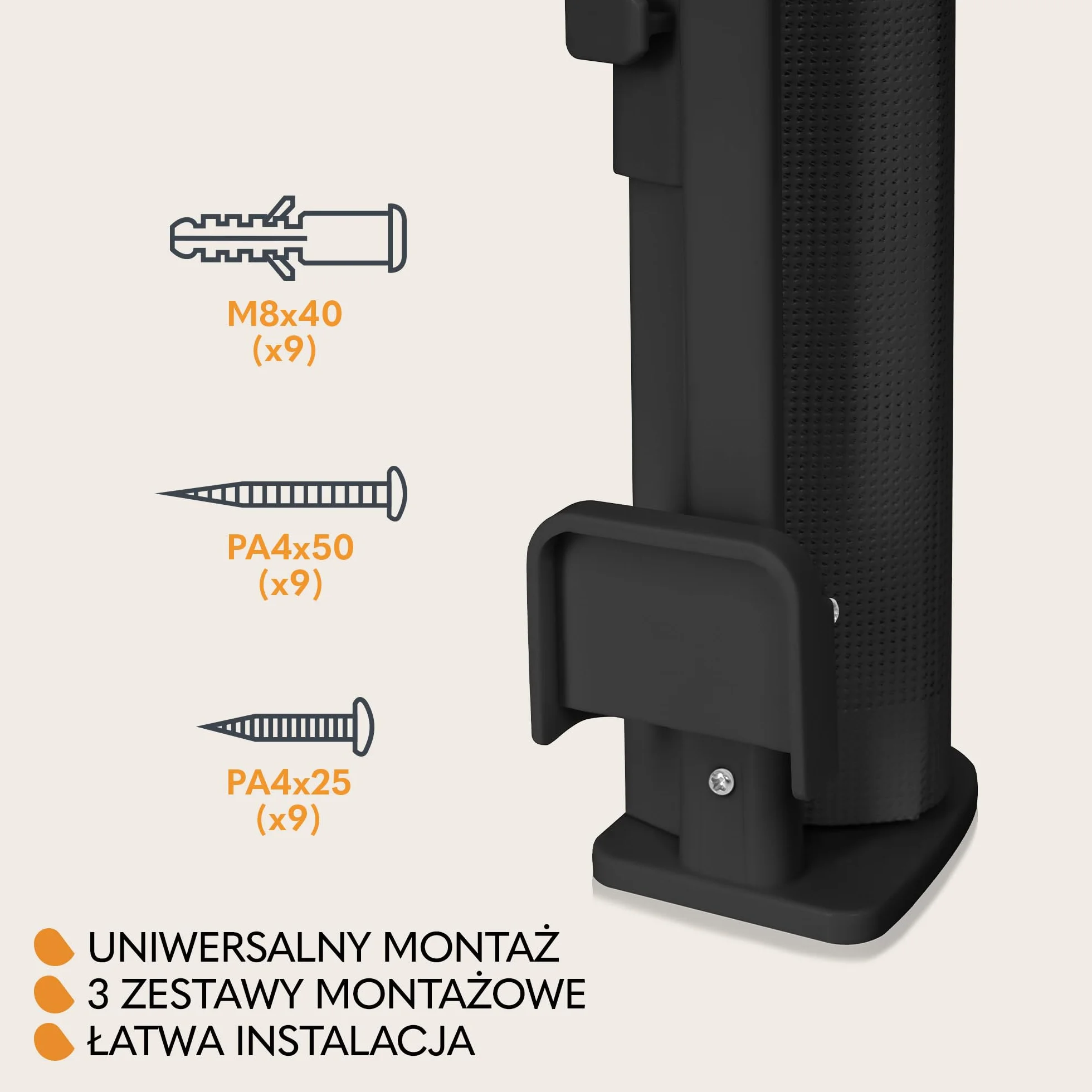 LIONELO THEA Regulowana Rozwijana Bramka Ochronna do Montażu do Drzwi, na Schodach w Korytarzu, Otwór do 140 cm, Barierka Roleta Zabezpieczająca dla Dzieci, 3 Zestawy Montażowe (Czarny)