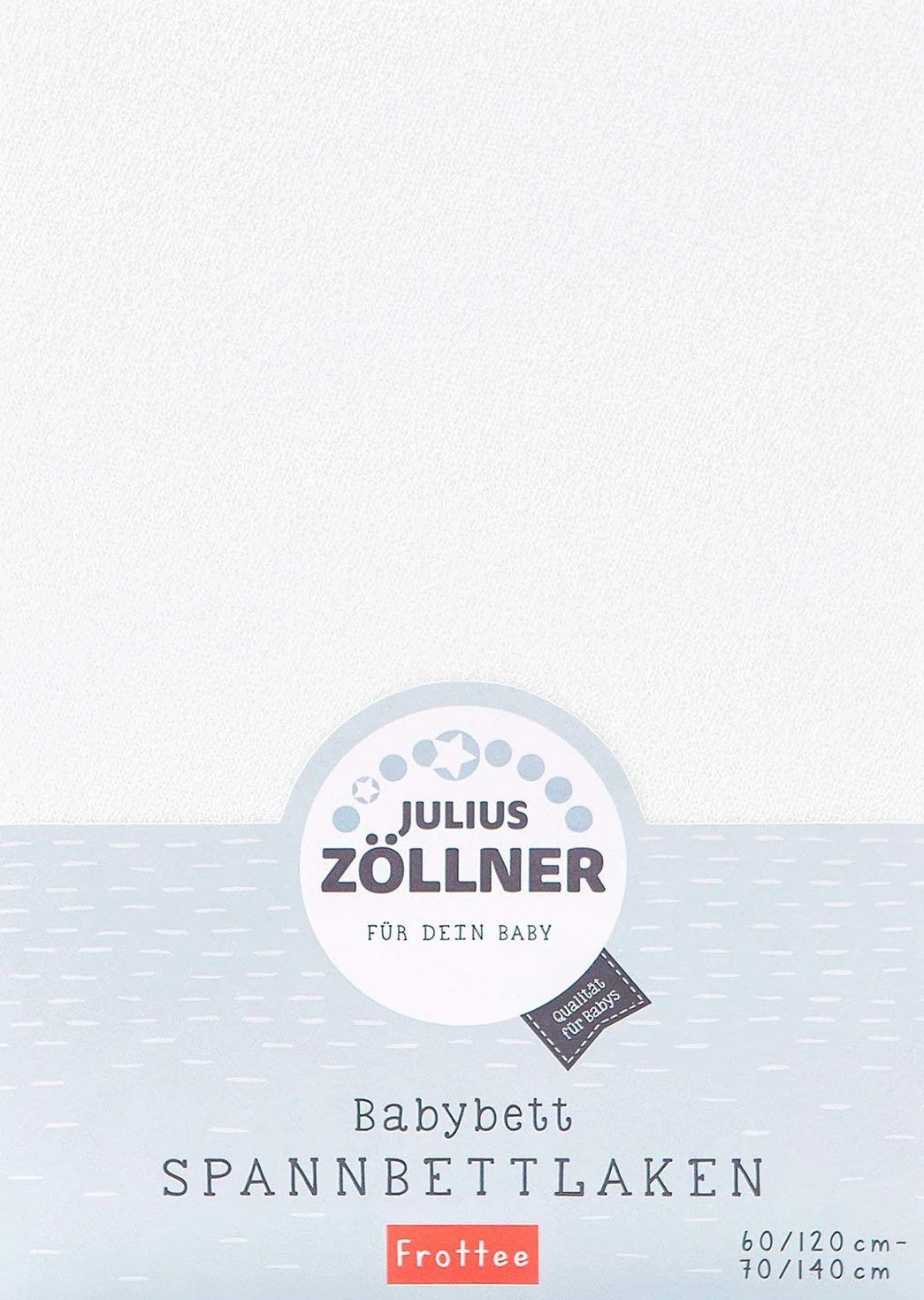 Julius Zöllner 8300113100 - prześcieradło z gumką frotte do łóżeczka dziecięcego, rozmiar: 60 x 120 cm / 70 x 140 cm, kolor: biały