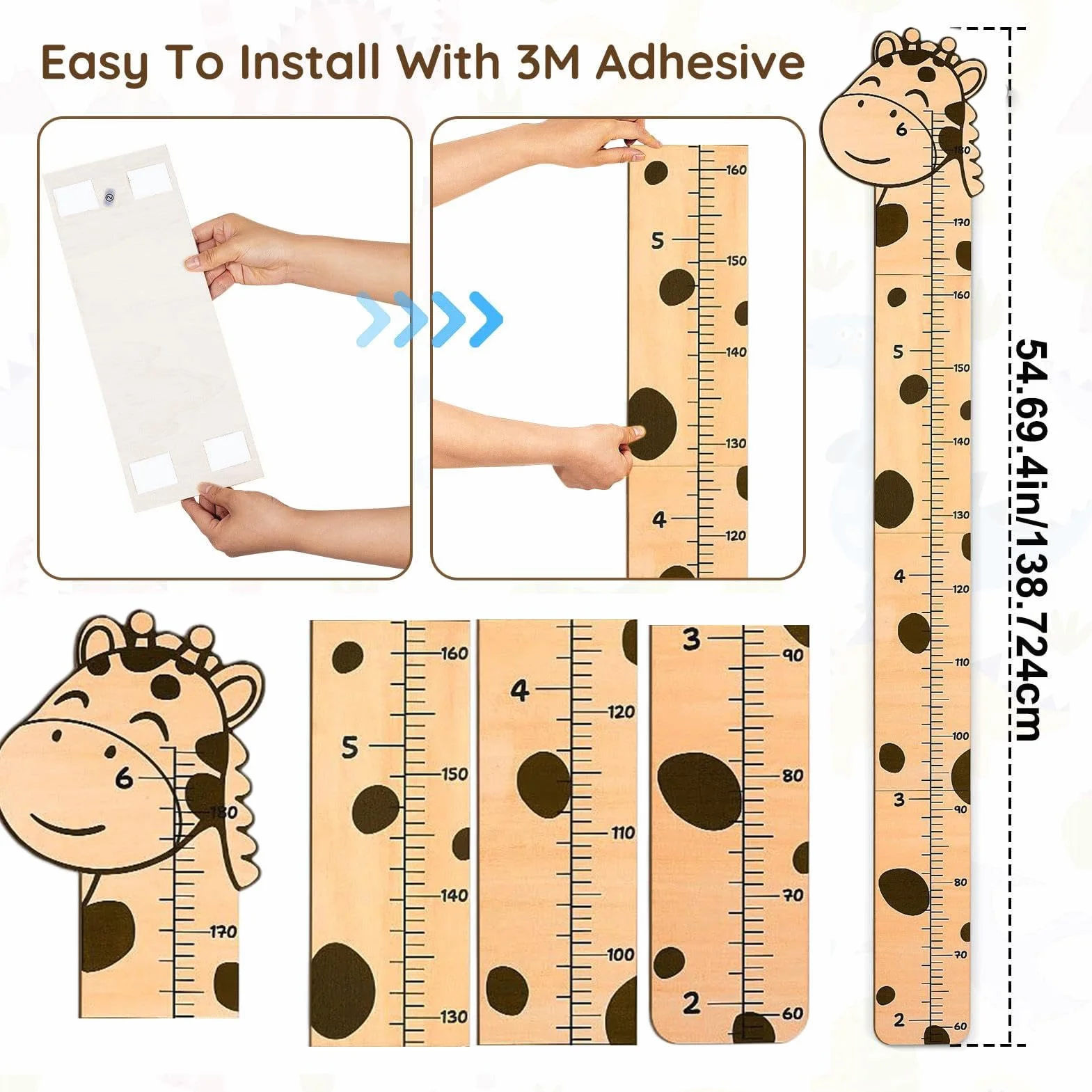 Generico PVC Growth Chart, Wall Mounted Ruler, Animal Cartoon Growth Chart, Kids Height Measurement, PVC Height Measurement, Kids Wall Growth Chart, Child Height Tracker,