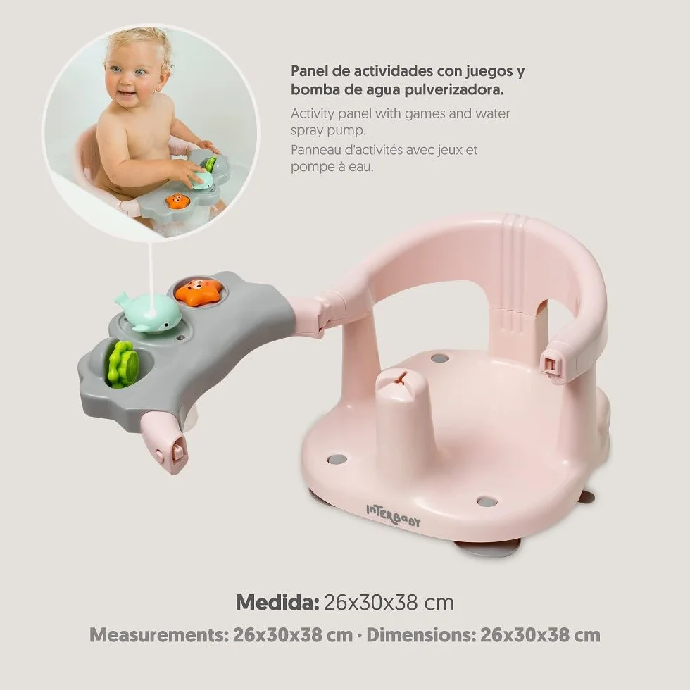 Fotelik do kąpieli dla niemowląt Interbaby | Mocowanie Przyssawki antypoślizgowe | Krzesło do kąpieli dla niemowląt Wygodne, bezpieczne, ergonomiczne | Fotel do kąpieli i prysznica dla niemowląt > 5