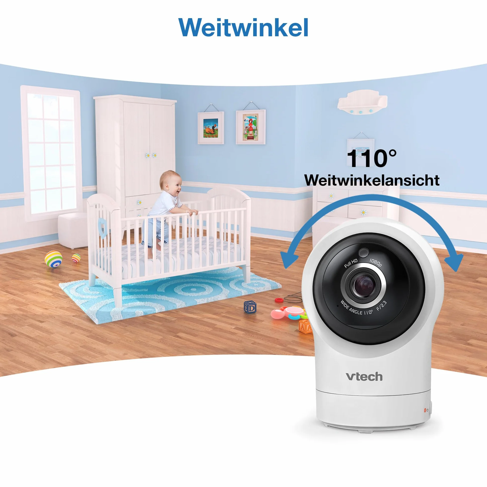 Vtech RM7764HD z kamerą 1080p WiFi Remote Access, wideo o przekątnej 7", 360° Pan i Tilt, z kamerą HD Night Vision 2-Way Talk czujnik temperatury, iOS i Android