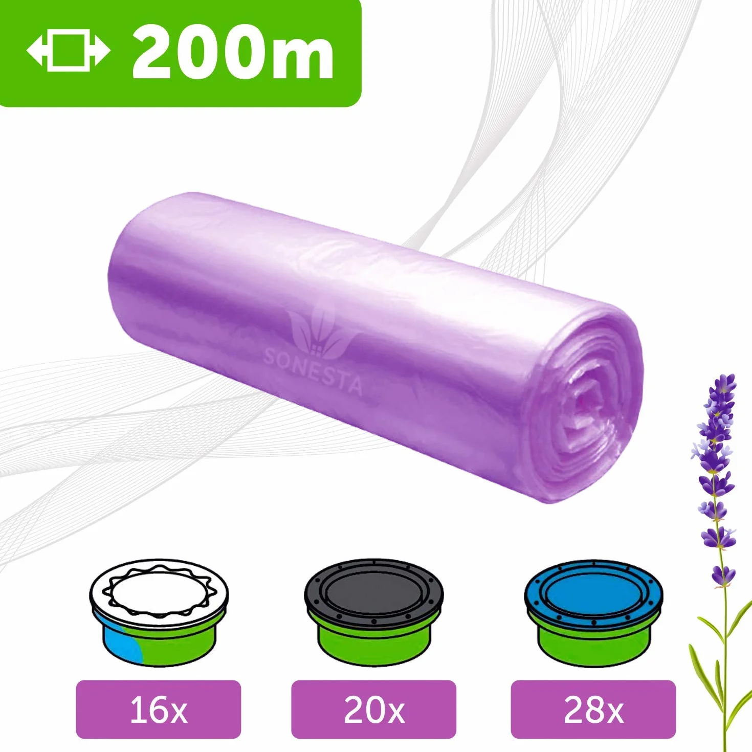 ECO folia uzupełniająca do wiadra na pieluchy 200 m, kompatybilna z Tommee Tippee TEC Simplee Twist & Click, kompatybilna z Angelcare Litter Locker, do kaset do uzupełniania