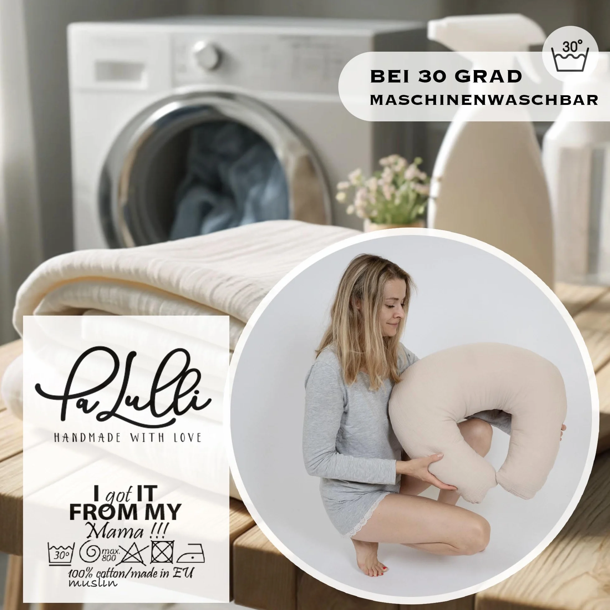 PaLulli® Muślinowa poduszka do karmienia piersią ze 100% bawełny muślinowej – poduszka do karmienia dla niemowląt, poduszka do karmienia dla niemowląt, oddychająca i nadająca się do prania, brązowa