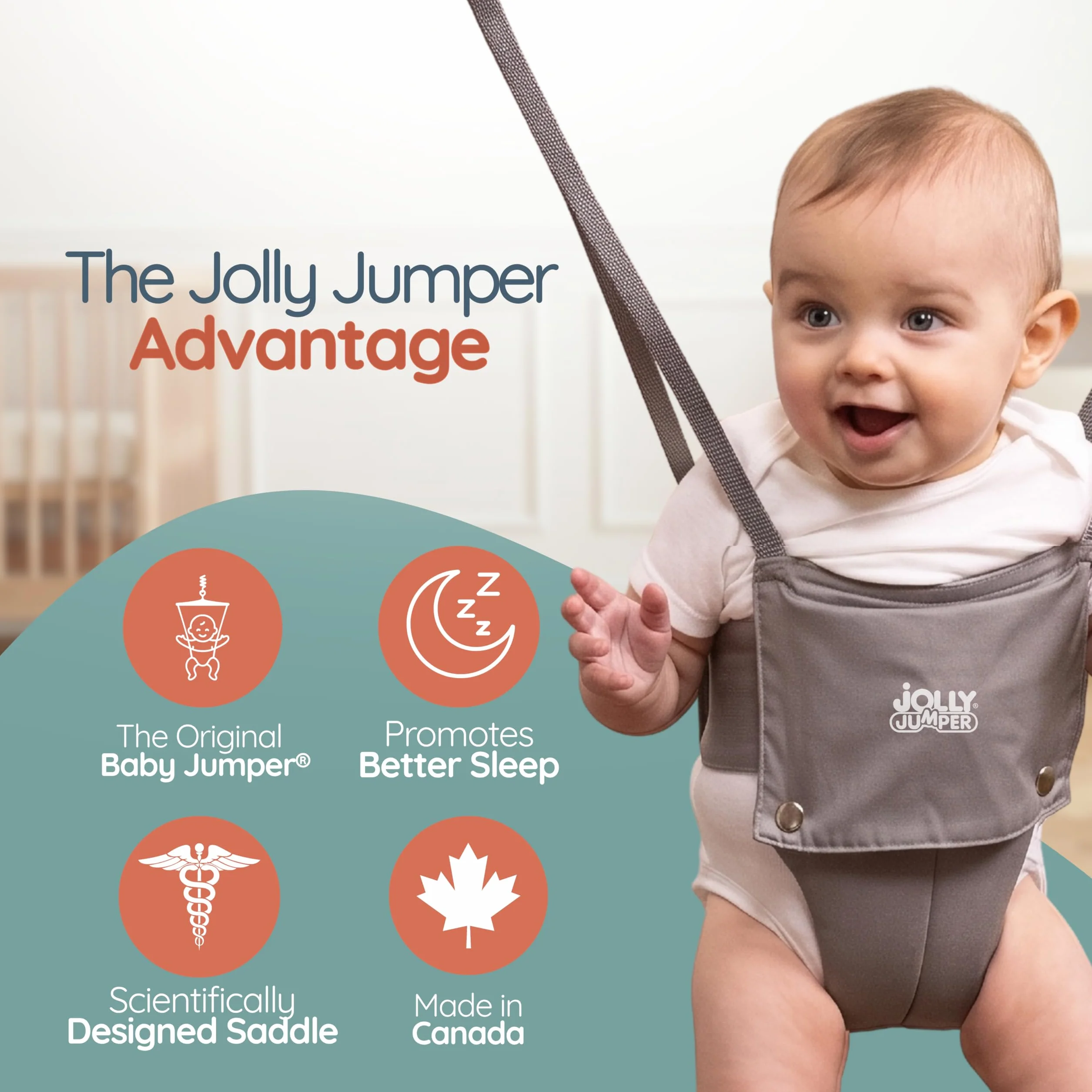 Oryginalny przyrzad treningowy Jolly Jumper Baby z zaciskiem do drzwi