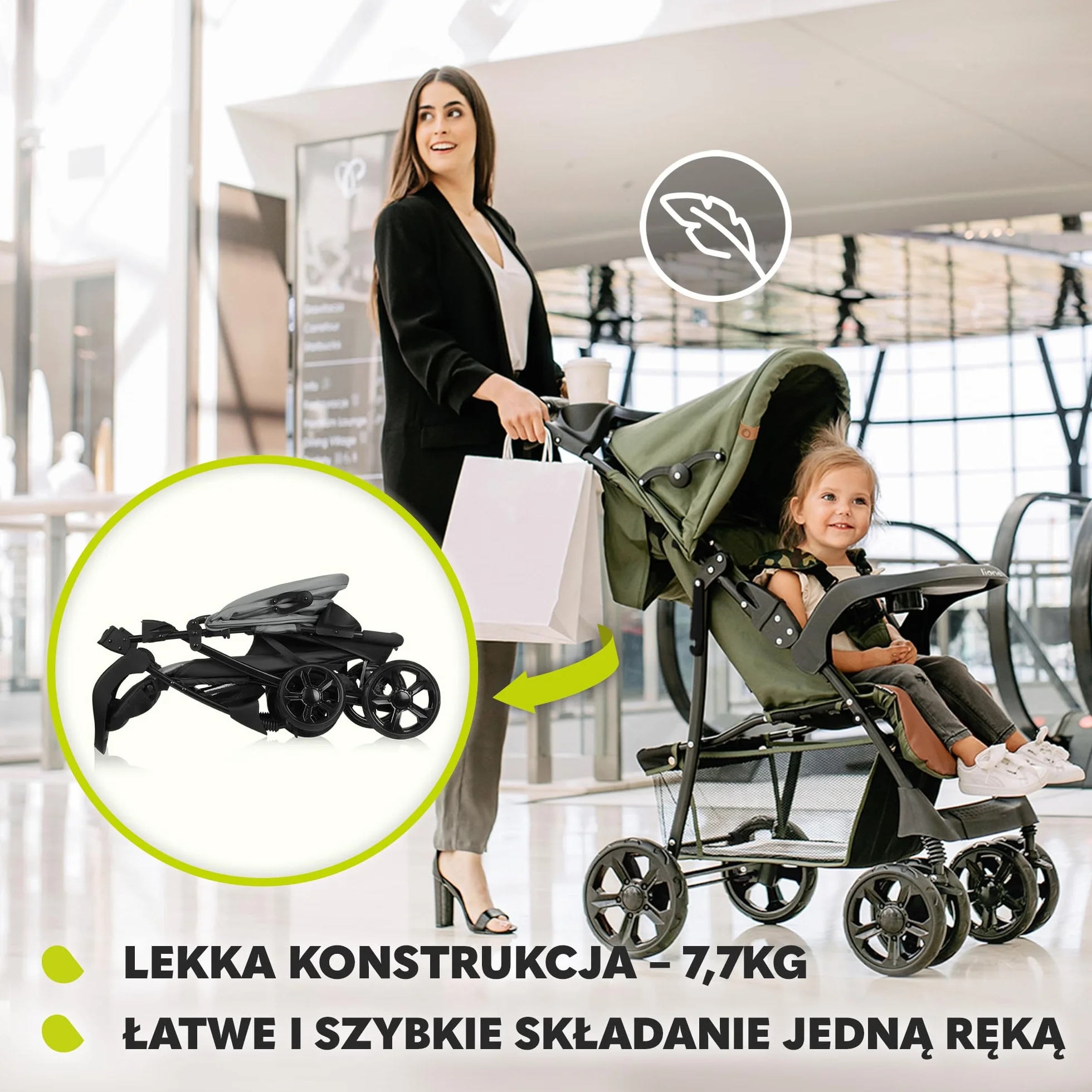 LIONELO Emma Plus Wózek Spacerowy Dziecięcy, Spacerówka od 6 do 36 Miesięcy do 15 kg, Lekka Konstrukcja, 5-punktowe Pasy, Blokada Skrętu Amortyzatory Kosz na Zakupy, Daszek XXL (Szary)