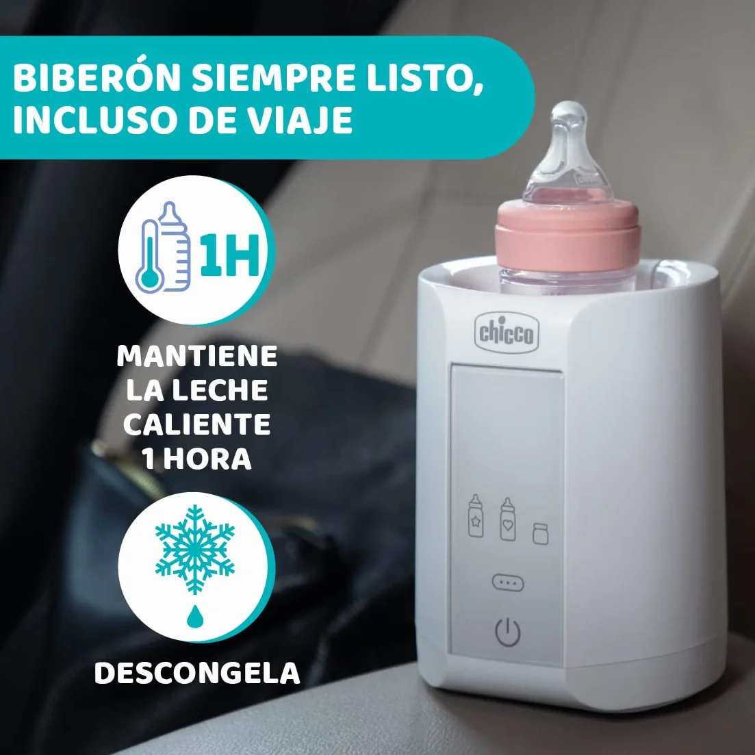 Chicco Podgrzewacz do butelek domowych i podróżnych, z 2 programami i automatycznym wyłączaniem, odpowiednia temperatura ogrzewania, podgrzewacz do jedzenia dla niemowląt, odpowiedni do słoików, 110