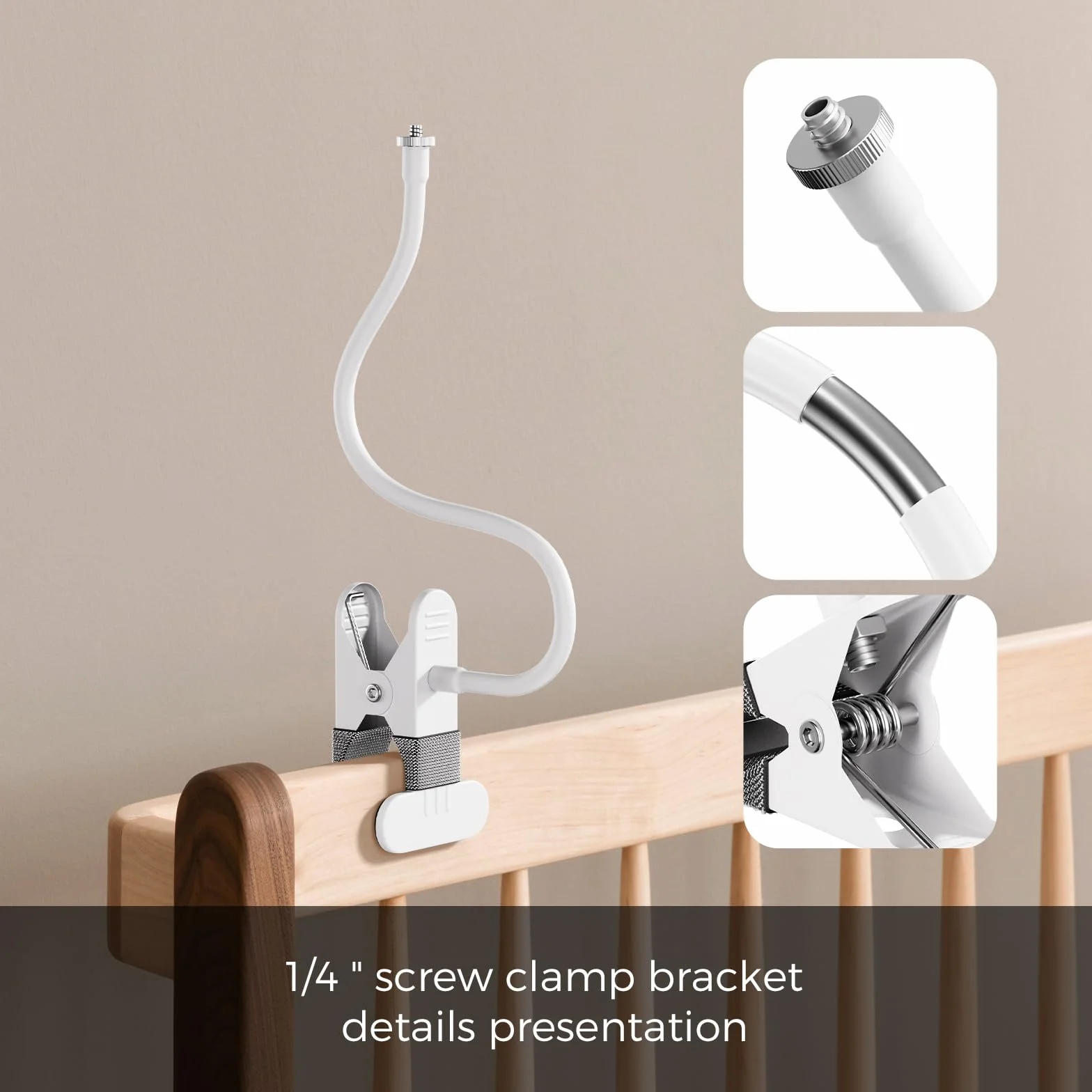 Uchwyt do monitora dla niemowląt dla Philips Avent Babyphone SCD843/26, SCD833/26, SCD891/26, SCD630/26 – Elastyczny klips do wideo monitora dla niemowląt, obrotowy o 360°, bez wiercenia, montaż na